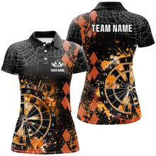 Load image into Gallery viewer, Orange Grunge Darts Board Argyle Pattern Custom Women Darts Shirts, Halloween Darts Team Jerseys TDM2732