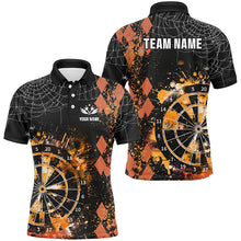 Load image into Gallery viewer, Orange Grunge Darts Board Argyle Pattern Custom Men Darts Shirts, Halloween Darts Team Jerseys  TDM2732