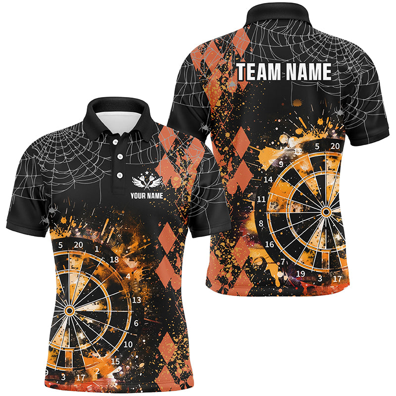 Orange Grunge Darts Board Argyle Pattern Custom Men Darts Shirts, Halloween Darts Team Jerseys  TDM2732