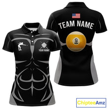 Load image into Gallery viewer, Personalized 9 Ball Pool Team Shirts For Women Custom Billiard Jersey Polo &amp; Quarter Zip TDM5208