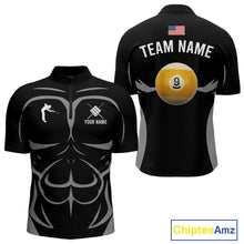 Load image into Gallery viewer, Personalized 9 Ball Pool Team Shirts For Men Custom Billiard Jersey Polo &amp; Quarter Zip TDM5208