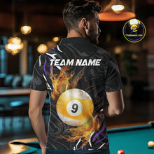 Load image into Gallery viewer, Personalized 8 Ball &amp; 9 Ball Fire Flame Men Billiard Shirt, Billiard Jersey For Team Pooler|Purple TDM5210