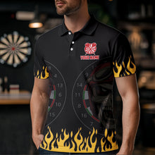 Load image into Gallery viewer, Personalized Fire Funny Skull Darts Polo &amp; Quarter Zip Custom Men Darts Shirts Cool Dart Jerseys TDM3425