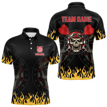 Load image into Gallery viewer, Personalized Fire Funny Skull Darts Polo &amp; Quarter Zip Custom Men Darts Shirts Cool Dart Jerseys TDM3425
