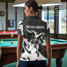 Load image into Gallery viewer, Personalized White Black 3D 8 Ball Billiards Pool Shirts For Women Custom Billiard Team Jerseys TDM5722