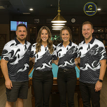 Load image into Gallery viewer, Personalized White Black 3D 8 Ball Billiards Pool Shirts For Women Custom Billiard Team Jerseys TDM5722