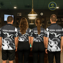 Load image into Gallery viewer, Personalized White Black 3D 8 Ball Billiards Pool Shirts For Women Custom Billiard Team Jerseys TDM5722