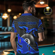 Load image into Gallery viewer, Custom Black And Blue 8 Ball Tribal Flame Billiard Shirt For Men, Pool Team Jersey Polo &amp; 1/4 Zip TDM5724