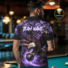 Load image into Gallery viewer, Purple Flaming Eagle 8 Ball Pool Billiard Shirt For Men Custom American Flag Billiard Team Jersey TDM5728