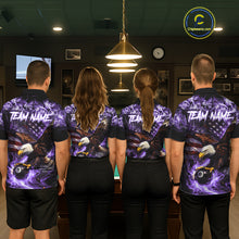 Load image into Gallery viewer, Purple Flaming Eagle 8 Ball Pool Billiard Shirt For Men Custom American Flag Billiard Team Jersey TDM5728
