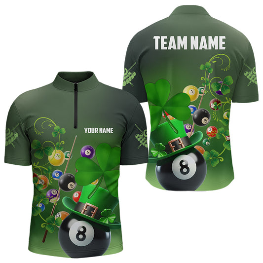 Green Luckiest Shamrock 3D Billiard Balls Pool Shirts For Men Custom St Patrick Day Billiard Jersey TDM3569