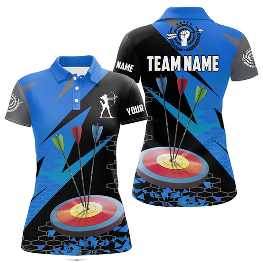 Personalized Archery Arrows 3d Polo Shirts For Women Custom Hunting Bow Archery Jerseys Shirts |Blue TDM1236