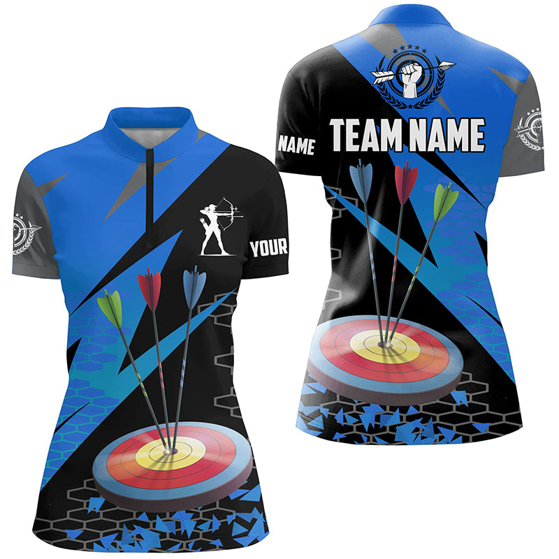 Personalized Archery Arrows 3d Women Quarter-Zip Shirts, Hunting Bow Archery Jerseys Shirts |Blue TDM1236