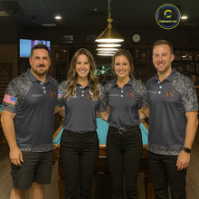Load image into Gallery viewer, Personalized Retro Camo US Flag Billiard Shirt For Women, 8 Ball Pool Team Jersey Polo &amp; 1/4 Zip TDM6336
