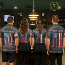 Load image into Gallery viewer, Personalized Retro Camo US Flag Billiard Shirt For Women, 8 Ball Pool Team Jersey Polo &amp; 1/4 Zip TDM6336