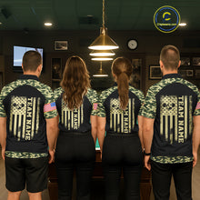 Load image into Gallery viewer, Personalized Green Camo US Flag Billiard Shirt For Men Custom Pool Team Jersey Polo &amp; 1/4 Zip TDM6337