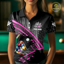 Load image into Gallery viewer, Personalized Billiard Shirts For Women Custom 8 Ball Pool Team Jersey Polo &amp; Quarter Zip | Pink TDM6339