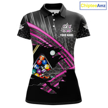 Load image into Gallery viewer, Personalized Billiard Shirts For Women Custom 8 Ball Pool Team Jersey Polo &amp; Quarter Zip | Pink TDM6339