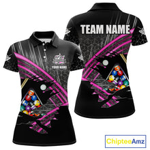 Load image into Gallery viewer, Personalized Billiard Shirts For Women Custom 8 Ball Pool Team Jersey Polo &amp; Quarter Zip | Pink TDM6339