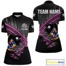 Load image into Gallery viewer, Personalized Billiard Shirts For Women Custom 8 Ball Pool Team Jersey Polo &amp; Quarter Zip | Pink TDM6339