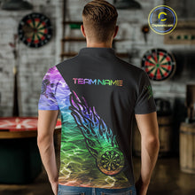Load image into Gallery viewer, Colorful Rainbow Fire Flame Darts Polo &amp; Quarter Zip Custom Dart Shirt For Men Dart Jerseys TDM3995