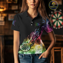 Load image into Gallery viewer, Rainbow Colorful Light Icy Women Darts Polo &amp; Quarter Zip Custom Dart Shirts For Team Dart Jerseys TDM3996