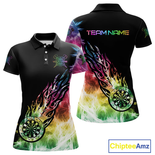 Rainbow Colorful Light Icy Women Darts Polo & Quarter Zip Custom Dart Shirts For Team Dart Jerseys TDM3996