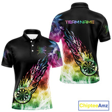 Load image into Gallery viewer, Rainbow Colorful Light Icy Men Darts Polo &amp; Quarter Zip Custom Dart Shirts For Team Dart Jerseys TDM3996