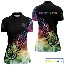 Load image into Gallery viewer, Rainbow Colorful Light Icy Women Darts Polo &amp; Quarter Zip Custom Dart Shirts For Team Dart Jerseys TDM3996