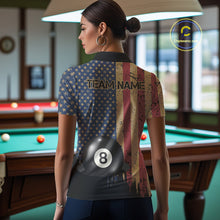 Load image into Gallery viewer, Vintage American Flag 8 Ball Billiard Shirts For Women Custom Patriotic Pool Team Jerseys TDM3998