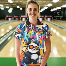 Load image into Gallery viewer, Funny Panda Colorful Graffiti Bowling Shirts For Women, Best Bowling Team Jersey Polo &amp; 1/4 Zip TDM6511