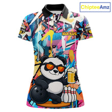 Load image into Gallery viewer, Funny Panda Colorful Graffiti Bowling Shirts For Women, Best Bowling Team Jersey Polo &amp; 1/4 Zip TDM6511