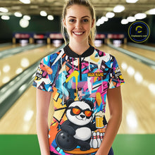 Load image into Gallery viewer, Funny Panda Colorful Graffiti Bowling Shirts For Women, Best Bowling Team Jersey Polo &amp; 1/4 Zip TDM6511