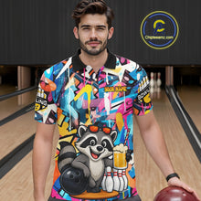 Load image into Gallery viewer, Funny Raccoon Colorful Graffiti Bowling Shirts For Men, Best Bowling Team Jersey Polo &amp; 1/4 Zip TDM6512