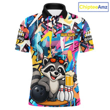 Load image into Gallery viewer, Funny Raccoon Colorful Graffiti Bowling Shirts For Men, Best Bowling Team Jersey Polo &amp; 1/4 Zip TDM6512