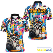 Load image into Gallery viewer, Funny Raccoon Colorful Graffiti Bowling Shirts For Men, Best Bowling Team Jersey Polo &amp; 1/4 Zip TDM6512