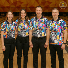 Load image into Gallery viewer, Funny Raccoon Colorful Graffiti Bowling Shirts For Men, Best Bowling Team Jersey Polo &amp; 1/4 Zip TDM6512