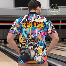 Load image into Gallery viewer, Funny Raccoon Colorful Graffiti Bowling Shirts For Men, Best Bowling Team Jersey Polo &amp; 1/4 Zip TDM6512