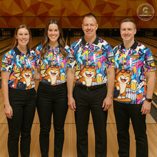 Load image into Gallery viewer, Funny Cat Colorful Graffiti Bowling Shirts For Women, Best Bowling Team Jersey Polo &amp; 1/4 Zip TDM6513