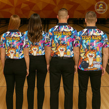 Load image into Gallery viewer, Funny Cat Colorful Graffiti Bowling Shirts For Women, Best Bowling Team Jersey Polo &amp; 1/4 Zip TDM6513