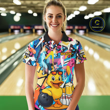 Load image into Gallery viewer, Funny Duck Colorful Graffiti Bowling Shirts For Women, Best Bowling Team Jersey Polo &amp; 1/4 Zip TDM6514
