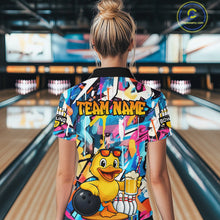 Load image into Gallery viewer, Funny Duck Colorful Graffiti Bowling Shirts For Women, Best Bowling Team Jersey Polo &amp; 1/4 Zip TDM6514