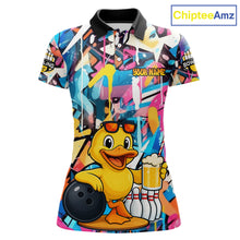 Load image into Gallery viewer, Funny Duck Colorful Graffiti Bowling Shirts For Women, Best Bowling Team Jersey Polo &amp; 1/4 Zip TDM6514