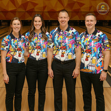 Load image into Gallery viewer, Funny Chicken Colorful Graffiti Bowling Shirts For Women, Best Bowling Team Jersey Polo &amp; 1/4 Zip TDM6515