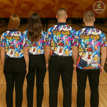 Load image into Gallery viewer, Funny Chicken Colorful Graffiti Bowling Shirts For Women, Best Bowling Team Jersey Polo &amp; 1/4 Zip TDM6515