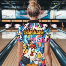 Load image into Gallery viewer, Funny Chicken Colorful Graffiti Bowling Shirts For Women, Best Bowling Team Jersey Polo &amp; 1/4 Zip TDM6515