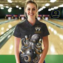 Load image into Gallery viewer, Personalized Funny Octopus Bowling Jersey For Women Custom Bowling Team Shirts Polo &amp; Quarter Zip TDM6518