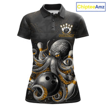 Load image into Gallery viewer, Personalized Funny Octopus Bowling Jersey For Women Custom Bowling Team Shirts Polo &amp; Quarter Zip TDM6518