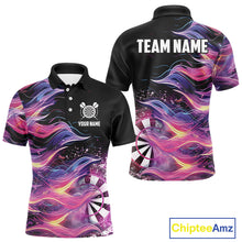 Load image into Gallery viewer, Funny Pink Flame Dart Shirt With Pocket Option For Men Custom Darts Jersey TDM4353