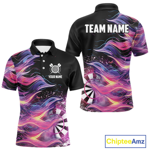 Funny Pink Flame Dart Shirt With Pocket Option For Men Custom Darts Jersey TDM4353